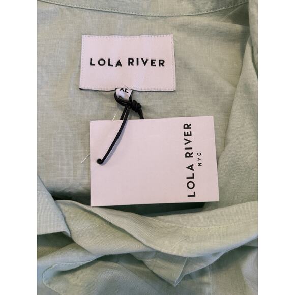 Lola River Jeremy Green Fig Women’s Blouse Size XL Short Sleeve 100% Cotton NWT - Picture 7 of 7